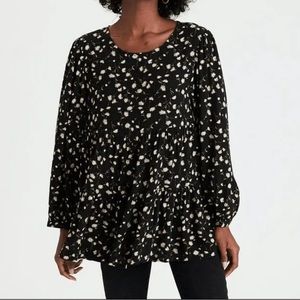 American Eagle Babydoll Open Back Tunic - XS black floral